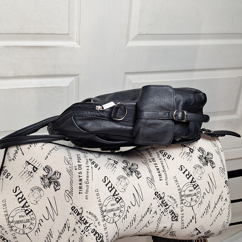 Ameri Bag Black Leather Backpack Missing Strap - image 3